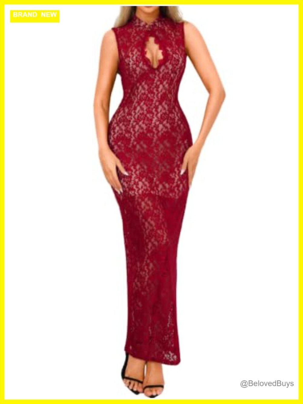 Floral Lace Maxi Dress Keyhole Formal Gown Bodycon